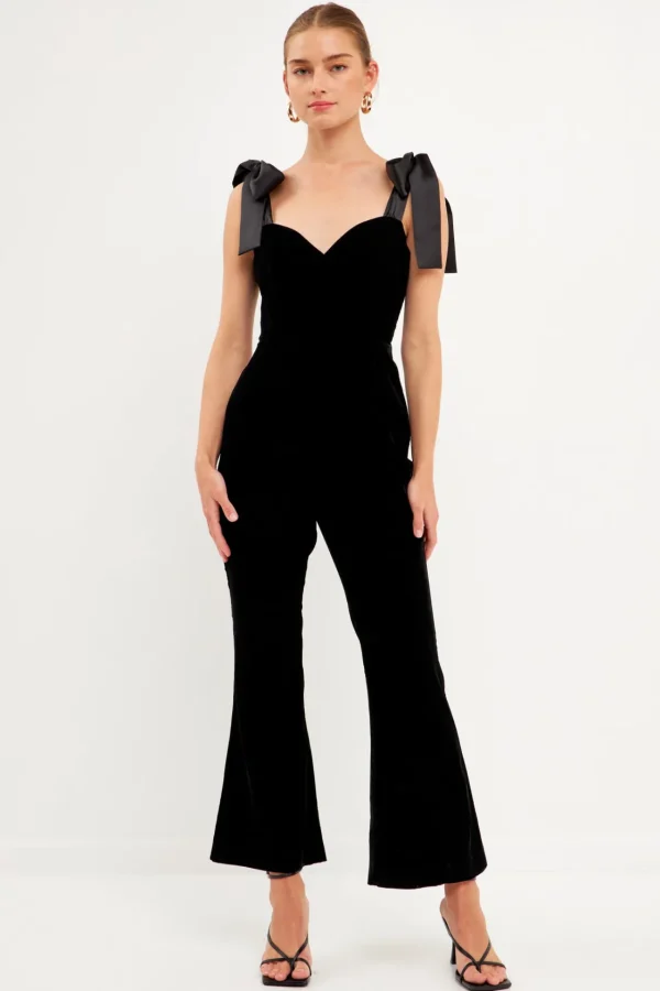 ENDLESS ROSE Tops | One Pieces*- Satin Velvet Sweetheart Jumpsuit