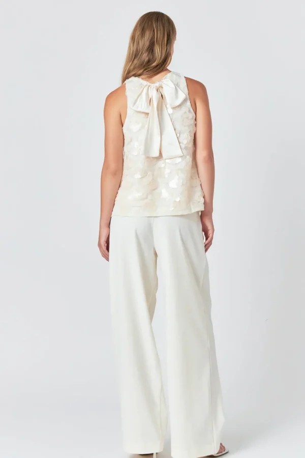 ENDLESS ROSE Tops*- Scallop Sequin Top CREAM
