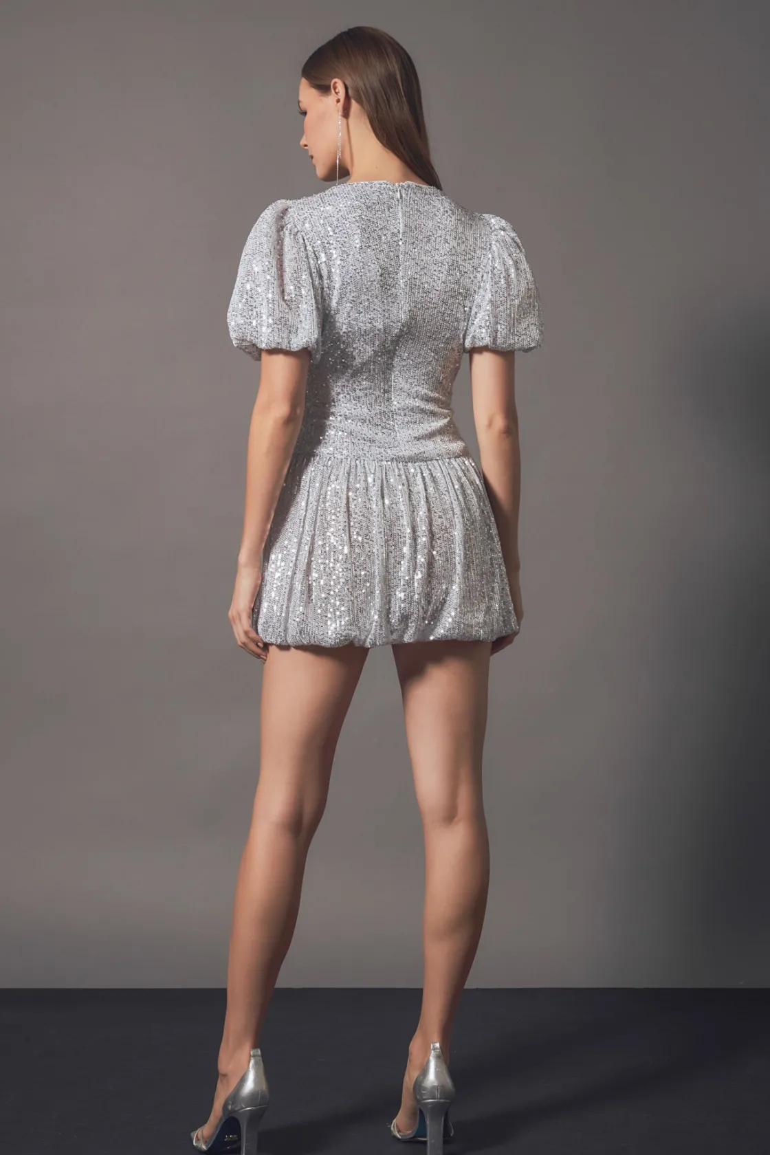 endless_rose__sequin_bubb_2.webp ENDLESS ROSE Tops*- Sequin Bubble Skirt Mini Dress SILVER