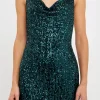 ENDLESS ROSE Tops*- Sequin Cowl Neck Mini Dress