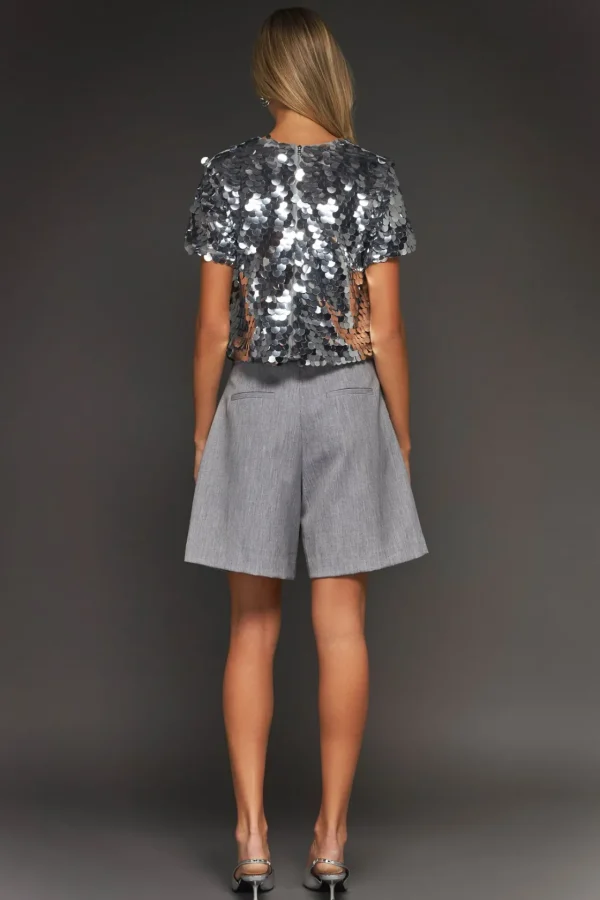 ENDLESS ROSE Tops*- Sequin Crop Top