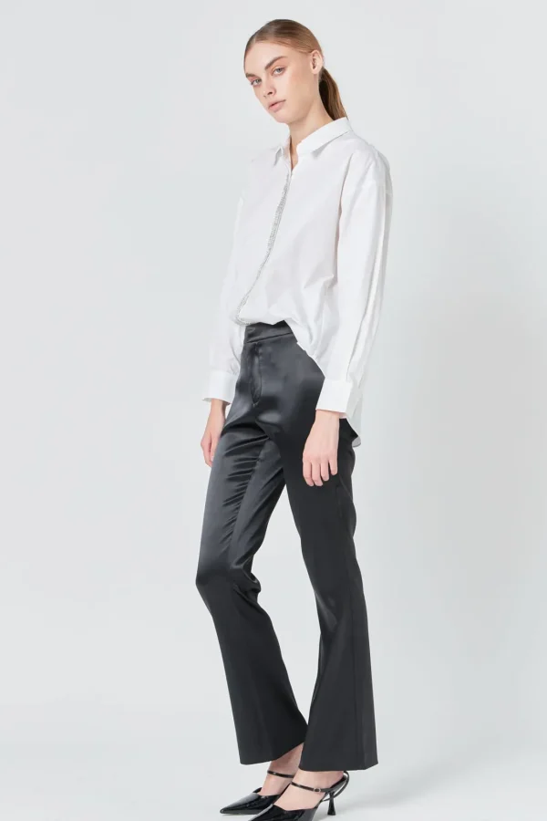 ENDLESS ROSE Tops | Shirts & Blouses*- Sequin Placket Button-Up Shirt WHITE