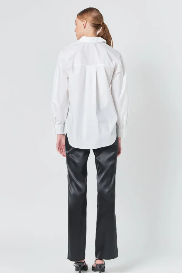 ENDLESS ROSE Tops | Shirts & Blouses*- Sequin Placket Button-Up Shirt WHITE