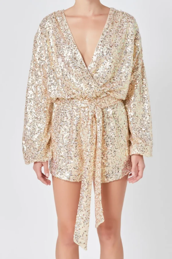 ENDLESS ROSE Tops*- Sequin Romper