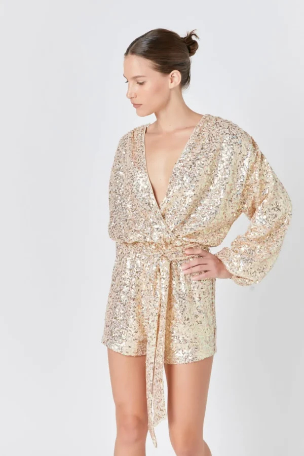 ENDLESS ROSE Tops*- Sequin Romper