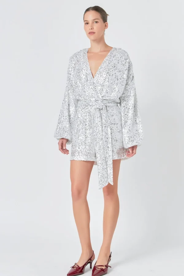 ENDLESS ROSE Tops*- Sequin Romper