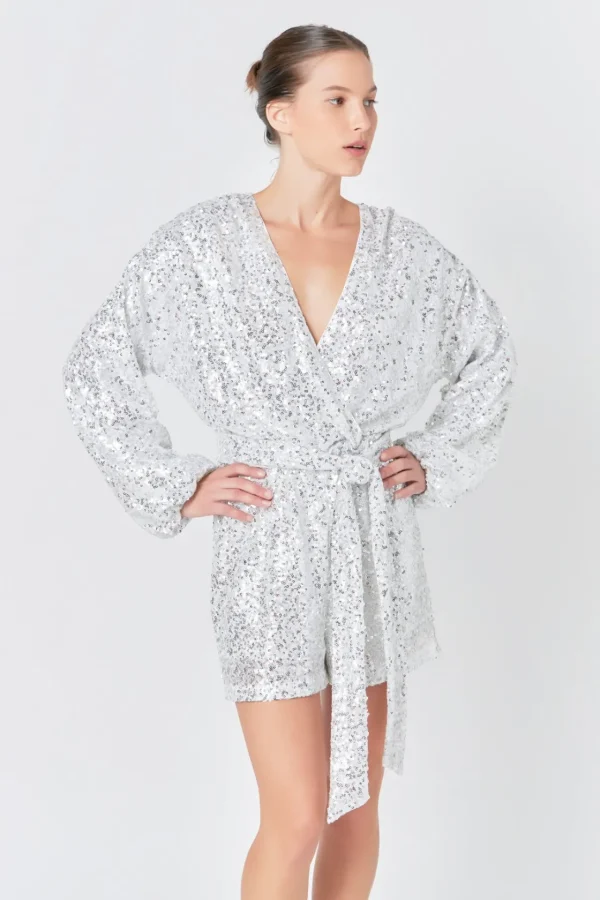 ENDLESS ROSE Tops*- Sequin Romper
