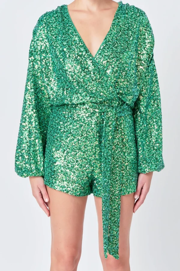 ENDLESS ROSE Tops*- Sequin Romper