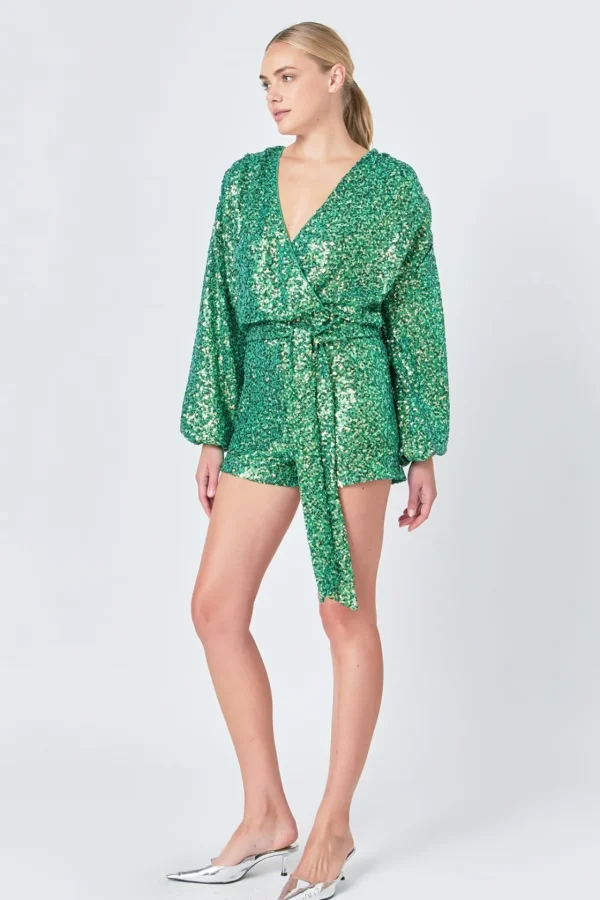 ENDLESS ROSE Tops*- Sequin Romper