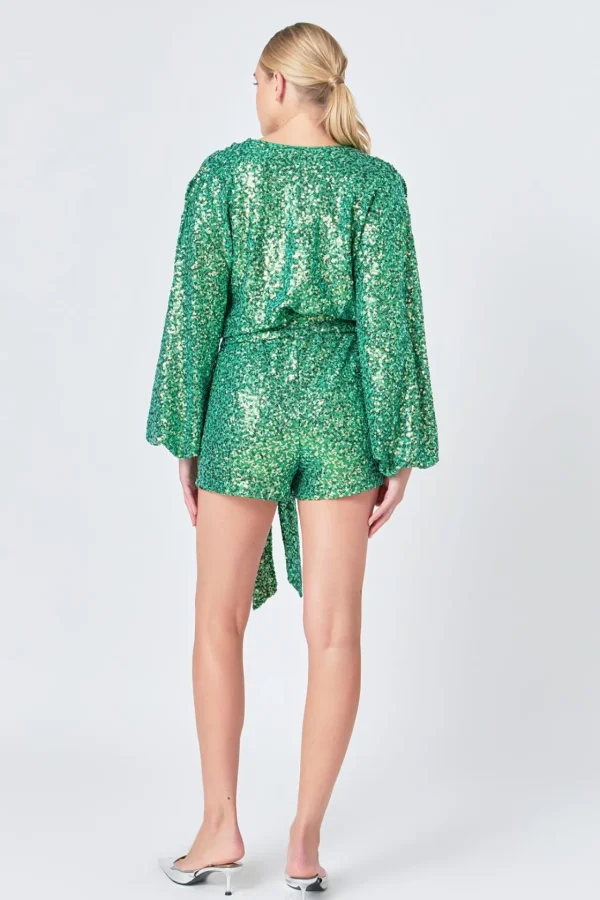 ENDLESS ROSE Tops*- Sequin Romper