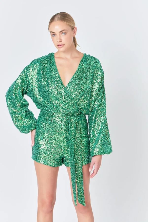 ENDLESS ROSE Tops*- Sequin Romper
