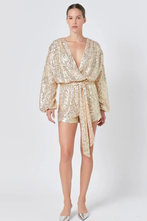 ENDLESS ROSE Tops*- Sequin Romper
