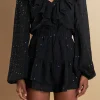 ENDLESS ROSE Tops*- Sequin Ruffled Romper BLACK