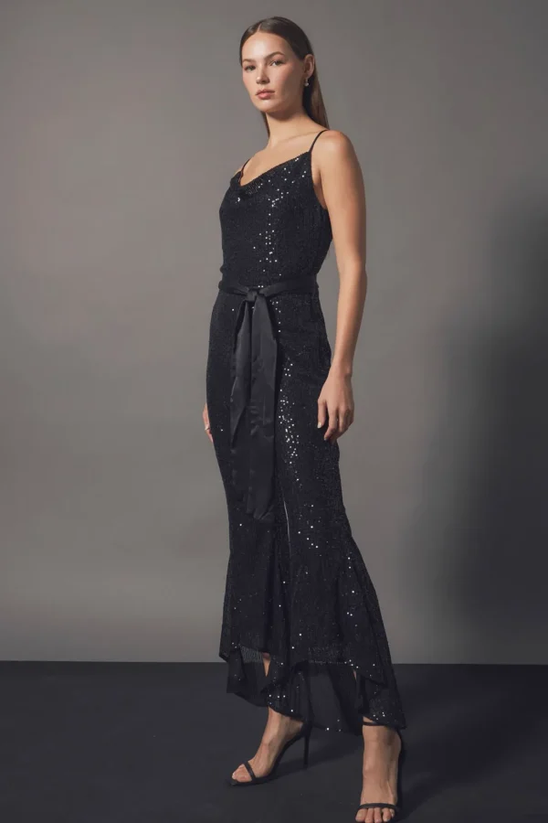 ENDLESS ROSE Tops | One Pieces*- Sequin Spaghetti Strap Jumpsuit BLACK