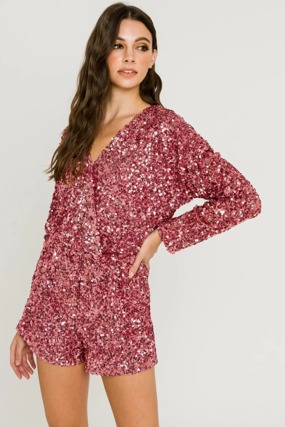 endless_rose__sequin_wrap_3.webp ENDLESS ROSE Tops*- Sequin Wrap Romper