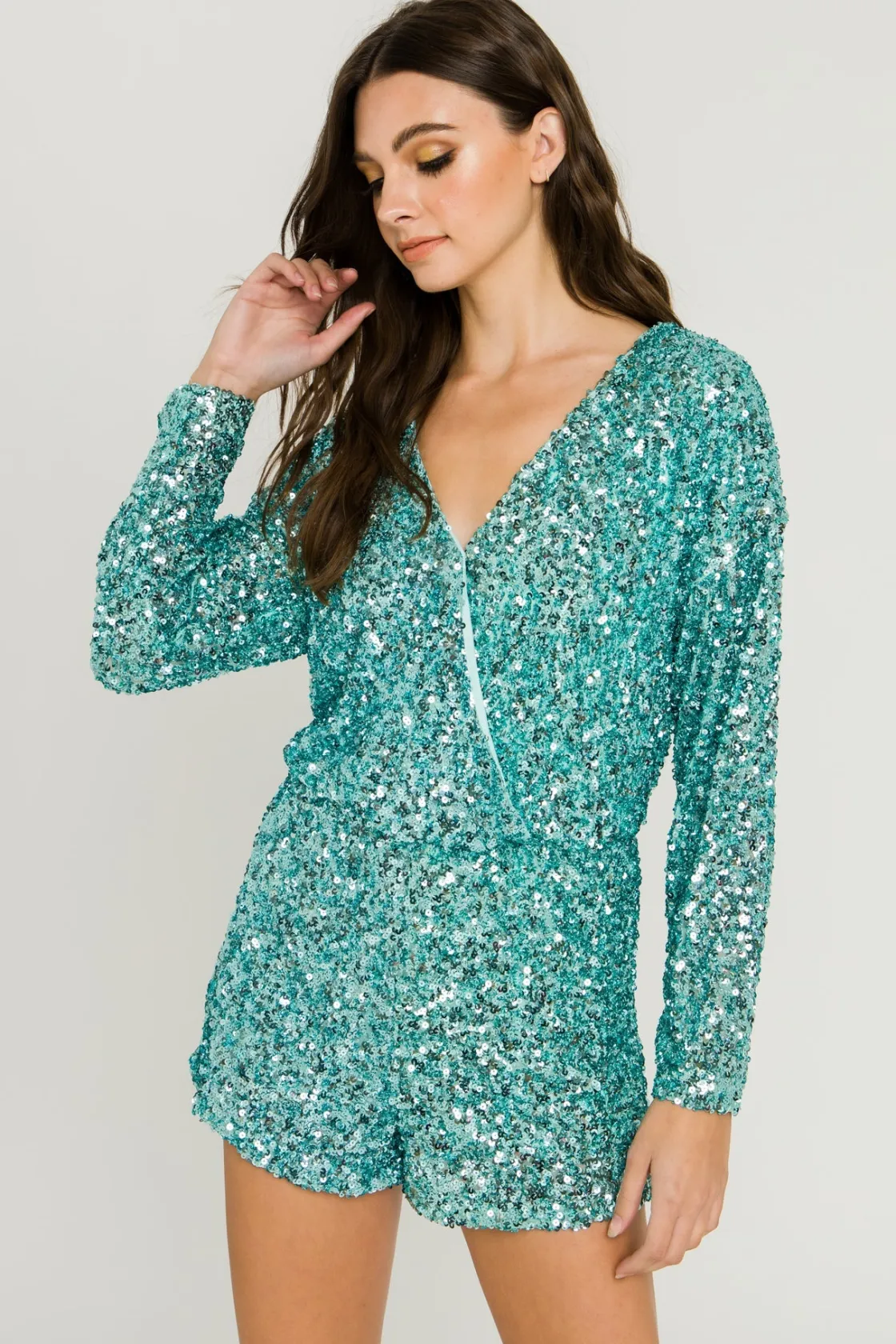 endless_rose__sequin_wrap_6.webp ENDLESS ROSE Tops*- Sequin Wrap Romper