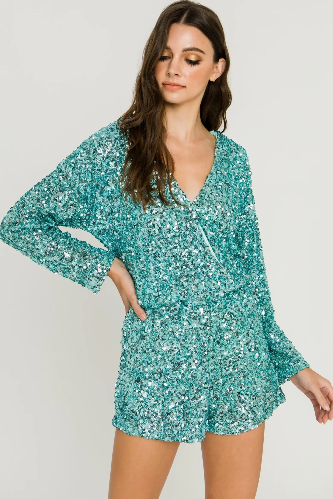 endless_rose__sequin_wrap_8.webp ENDLESS ROSE Tops*- Sequin Wrap Romper