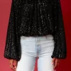 ENDLESS ROSE Tops*- Sequins Blouson Top