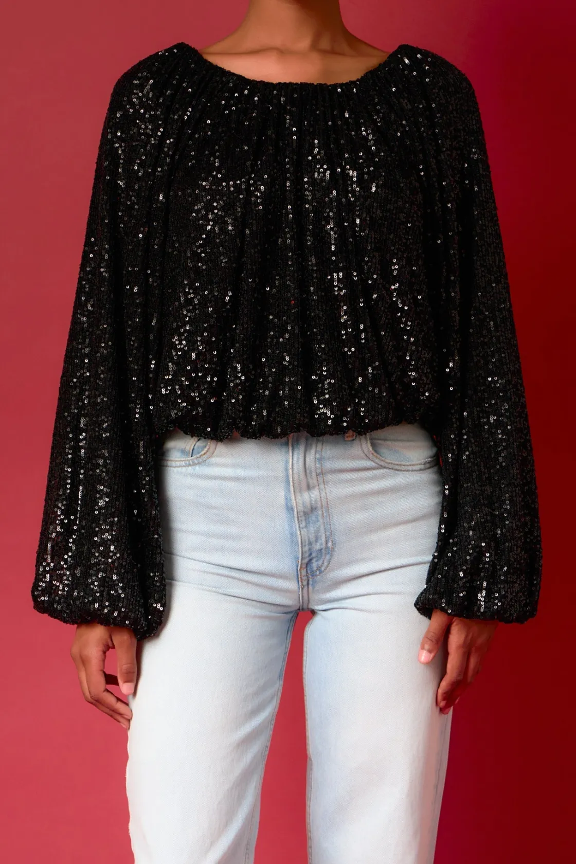 endless_rose__sequins_blo_0.webp ENDLESS ROSE Tops*- Sequins Blouson Top