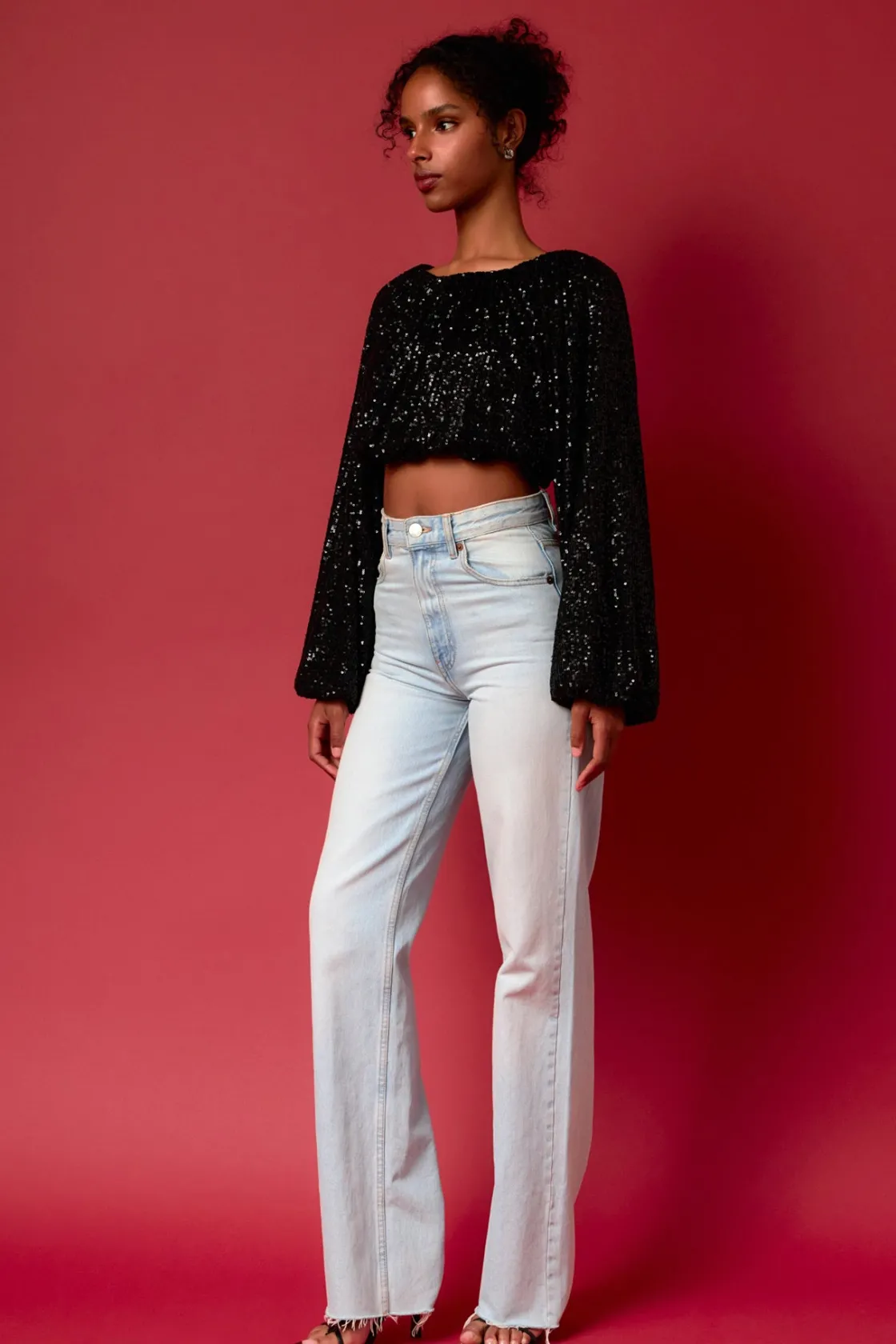 endless_rose__sequins_blo_1.webp ENDLESS ROSE Tops*- Sequins Blouson Top
