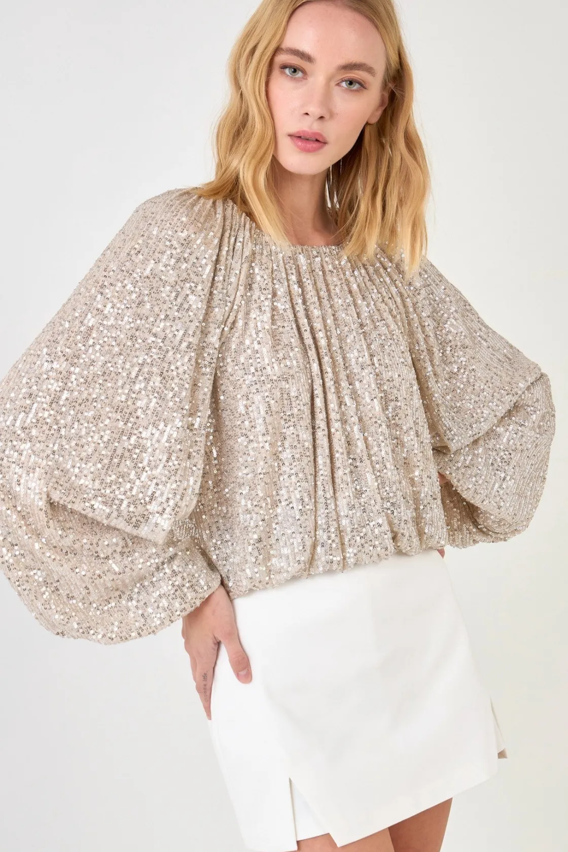 endless_rose__sequins_blo_8.webp ENDLESS ROSE Tops*- Sequins Blouson Top