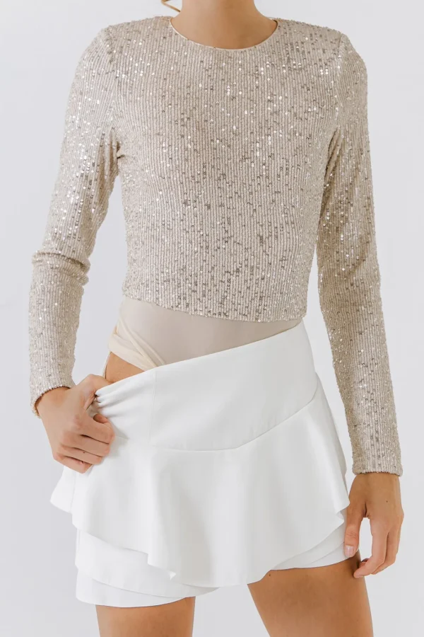 ENDLESS ROSE Tops*- Sequins Bodysuit