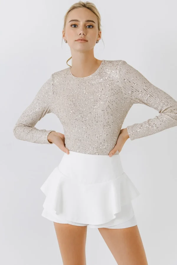 ENDLESS ROSE Tops*- Sequins Bodysuit