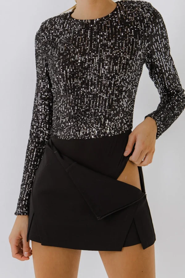 ENDLESS ROSE Tops*- Sequins Bodysuit