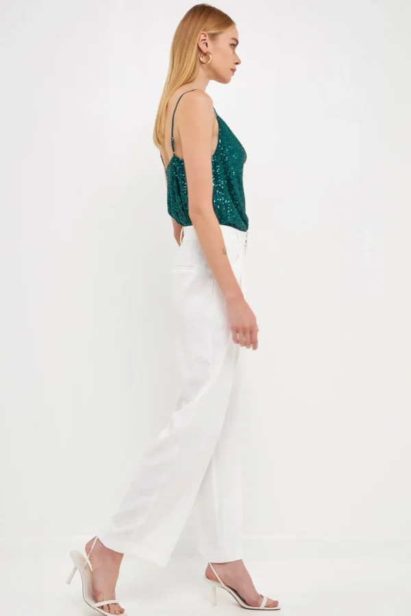 ENDLESS ROSE Tops*- Sequins Cowl Neck Top