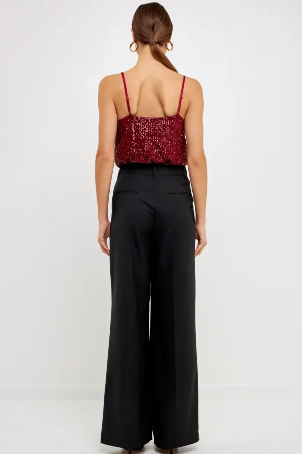 ENDLESS ROSE Tops*- Sequins Cowl Neck Top