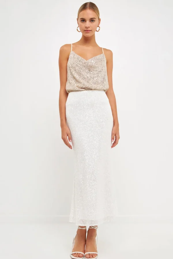 ENDLESS ROSE Tops*- Sequins Cowl Neck Top