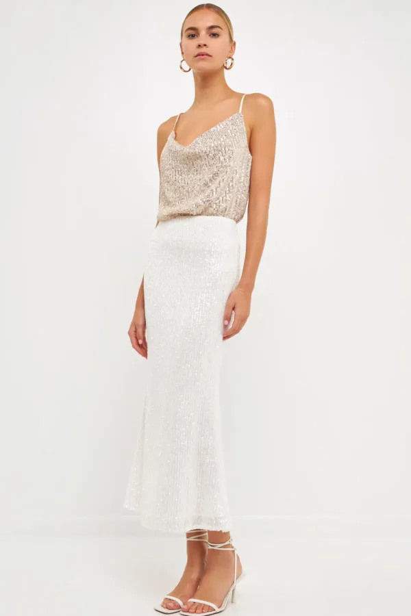 ENDLESS ROSE Tops*- Sequins Cowl Neck Top
