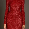 ENDLESS ROSE Tops*- Sequins Cutout Mini Dress RED
