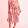 ENDLESS ROSE Tops*- Sequins Embroidered Maxi Dress PINK
