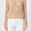 ENDLESS ROSE Tops*- Sequins Knit Long Sleeve Top BEIGE