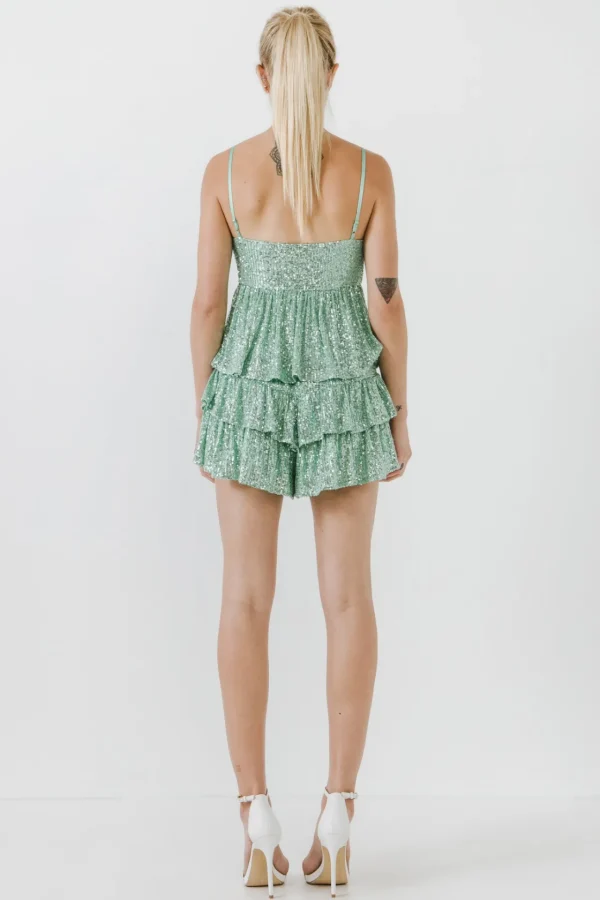ENDLESS ROSE Tops*- Sequins Ruffled Skorts