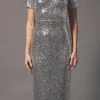 ENDLESS ROSE Tops*- Sequins Short Sleeve Maxi Dress SILVER