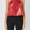ENDLESS ROSE Tops*- Sequins Top RED