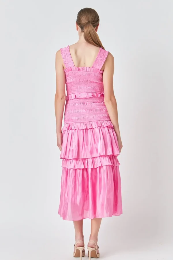ENDLESS ROSE Tops*- Sheen Smocked Maxi Dress PINK