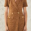 ENDLESS ROSE Tops*- Short Sleeve Tweed Romper BROWN