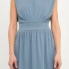 ENDLESS ROSE Tops*- Shoulder Pad Mini with Smocked Waist BLUE