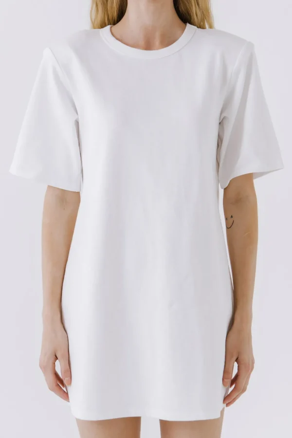 ENDLESS ROSE Tops*- Shoulder Pad T-Shirt Dress