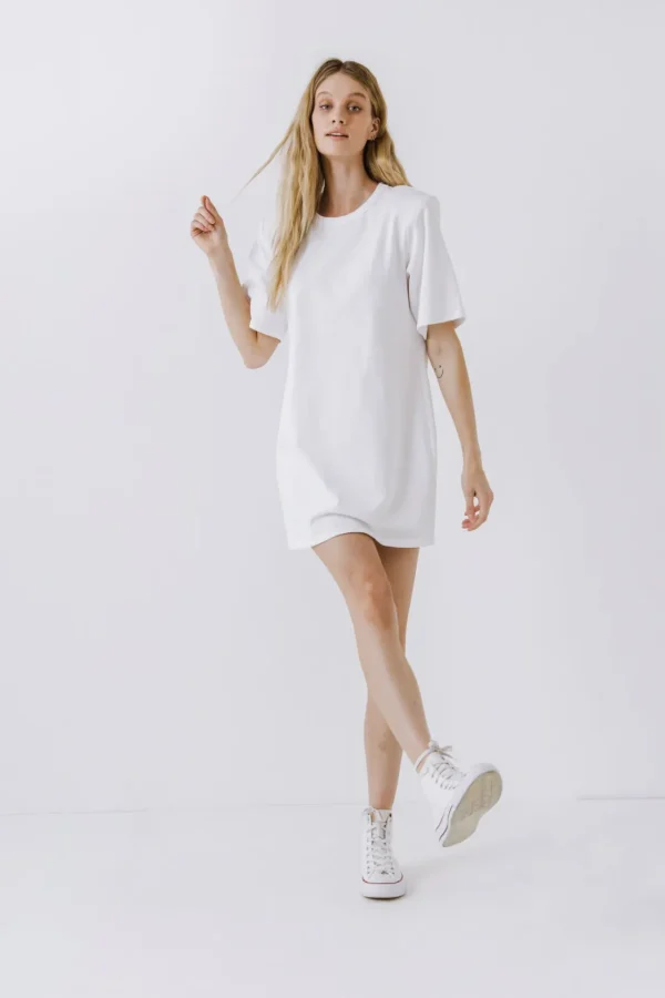 ENDLESS ROSE Tops*- Shoulder Pad T-Shirt Dress