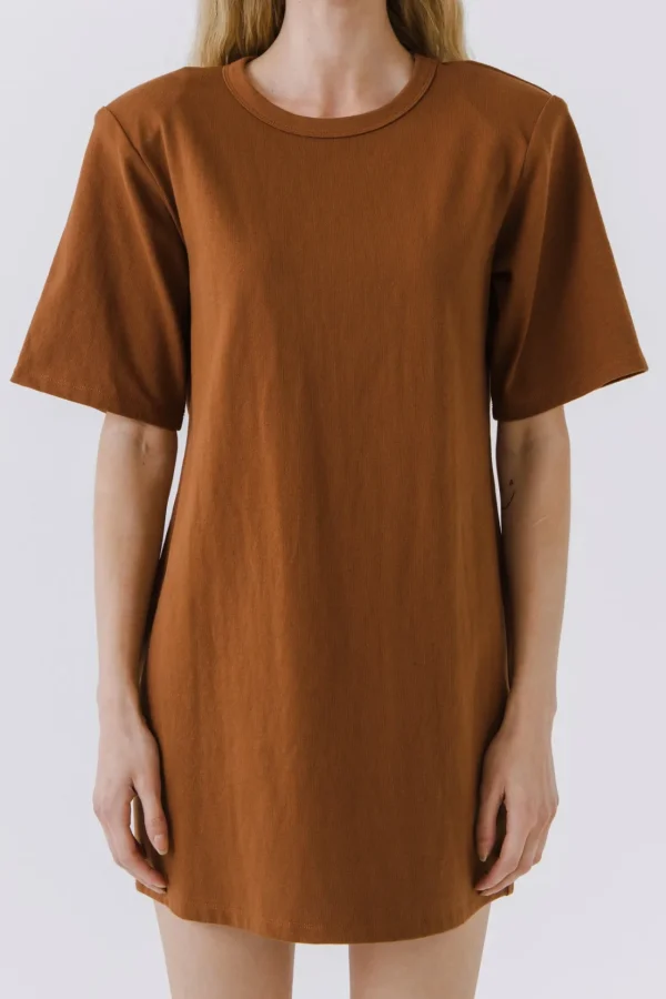 ENDLESS ROSE Tops*- Shoulder Pad T-Shirt Dress