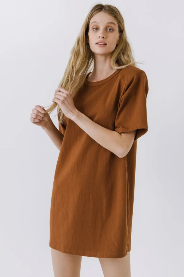 ENDLESS ROSE Tops*- Shoulder Pad T-Shirt Dress