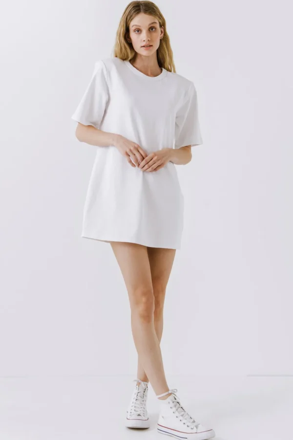 ENDLESS ROSE Tops*- Shoulder Pad T-Shirt Dress