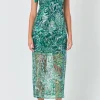 ENDLESS ROSE Tops*- Shoulder Tie Sequins Maxi Dress GREEN