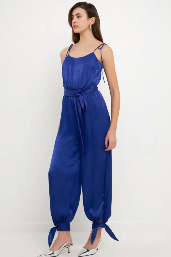 ENDLESS ROSE Tops | One Pieces*- Side Bow Tie Slit Jumpsuit