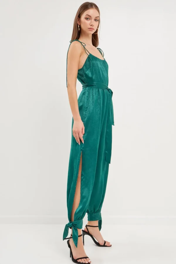 ENDLESS ROSE Tops | One Pieces*- Side Bow Tie Slit Jumpsuit