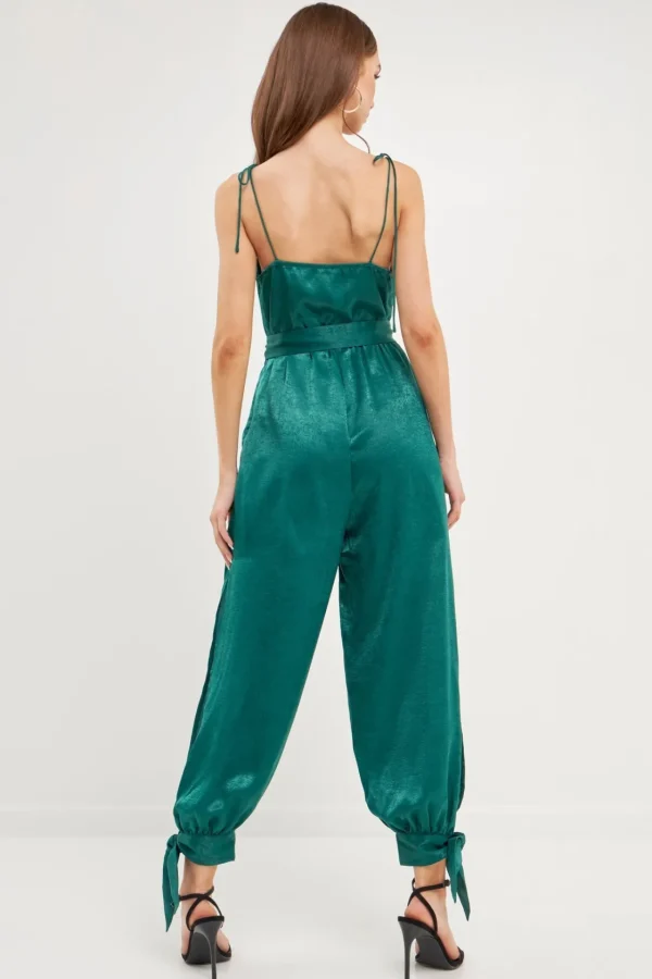 ENDLESS ROSE Tops | One Pieces*- Side Bow Tie Slit Jumpsuit